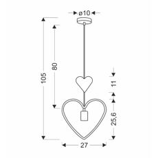 Detský závesný luster HEART 1xE27/20W/230V ružová/biela