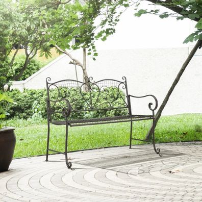 Záhradná dvojmiestna kovová lavica | 114 x 53,3 x 91 cm