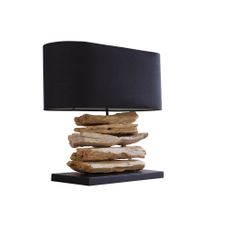 Stolná lampa z naplaveného dreva Riverine II čierna