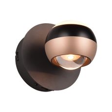 LED nástenné svietidlo ø 10 cm v čierno-medenej farbe Orbit – Trio Select