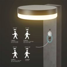 LED Solárna lampa so senzorom LED/2W/3,7V IP54 3000K zaokrúhlený čierna