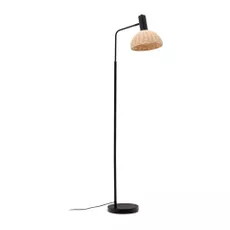 Stojacia lampa s ratanovým tienidlom v čierno-prírodnej farbe (výška 157 cm) Damila – Kave Home