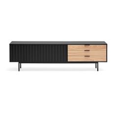 TV stolík v dekore duba v čierno-prírodnej farbe 180x52 cm Sierra – Teulat