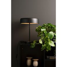Čierna stolová lampa s kovovým tienidlom (výška 40 cm) Gold Disc – Leitmotiv