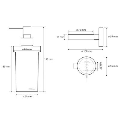 SAPHO XS101 X-Steel dávkovač mydla, mliečne sklo/brúsená nehrdzavejúca oceľ, 230 ml