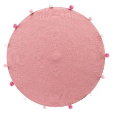 Ružový okrúhly koberec ø 90 cm Pompomparty – douceur d'intérieur