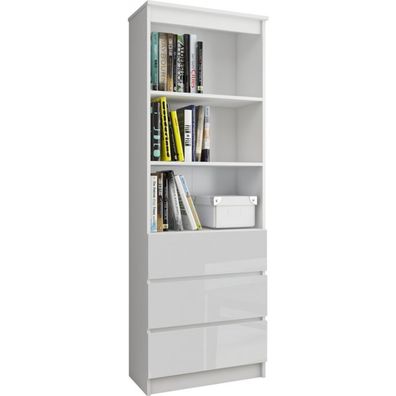 Regál R 60 cm CLP 3 zásuvky 2 poličky biely lesk
