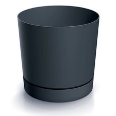Prosperplast Plastový květináč TUBOS P s miskou antracitový matný, varianta 29,2 cm