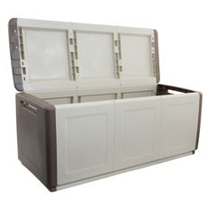 Plastový odkladací box s vekom, 1380x570x530 mm, béžový