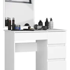 Ak furniture Kozmetický stolík so zrkadlom T-6 90x50 cm biely pravý