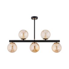 Luster na tyči TUKANE 5xE14/10W/230V čierna/zlatá