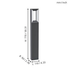 Eglo 98728 - LED Vonkajšia lampa RIFORANO 2xLED/5W/230V IP44 77 cm