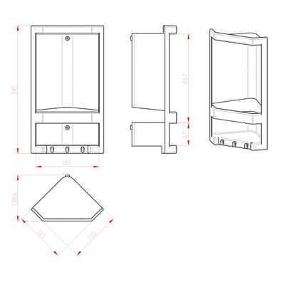GEDY 8079 Junior dvojposchodová rohová polička, 18,9 x 38,5 x 13,9 cm, termoplast, biela
