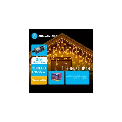 Aigostar - LED Vonkajšia vianočná reťaz 100xLED/8 funkcií 8x0,6m IP44 teplá biela