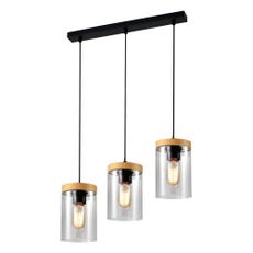 Závesné svietidlo so skleneným tienidlom v čierno-prírodnej farbe ø 12 cm Wels – Candellux Lighting