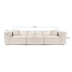 Trojmiestna pohovka Lora z ľanu 303 x 108 cm, svetlohnedá