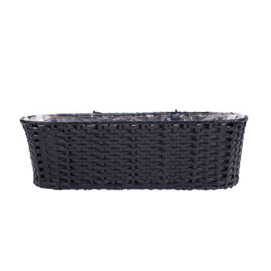 KONDELA Jeor ratanový balkónový kvetináč čierna