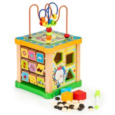 Drevená edukačná kocka EcoToys Sheep zeleno-žltá