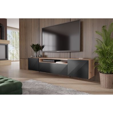 Závesný televízny stolík RTV Neo 200 cm Dub artisan/čierna