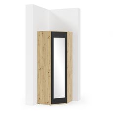 Rohová skriňa AMI Dub artisan/čierna So zrkadlom