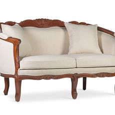 Estila Rustikálna dvojsedačka M-VINTAGE z masívneho dreva s béžovým poťahom 160cm