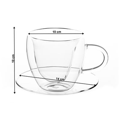Termo poháre, set 2 ks, šálka Heart s podšálkami, v tvare srdca, 250 ml, HOTCOLDER TYP 29
