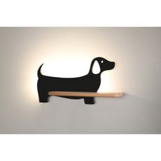 LED Detské nástenné svietidlo s poličkou DOG LED/5W/230V čierna/drevo