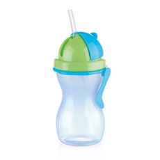 Detská fľaša so slamkou BAMBINI 300 ml, zelená, modrá