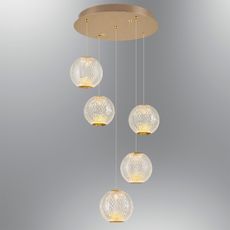 LED luster na lanku CREMONA 5xLED/5W/230V 3000K zlatý