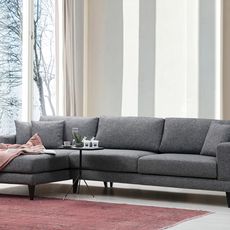 Rozkladacia rohová pohovka Nordic 303 x 90 cm, ľavá, tmavosivá