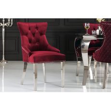 Estila Zámocká chesterfield stolička Eleanor v červenej farbe zo zamatu 97cm