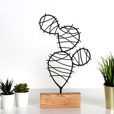Hanah Home Kovová dekorácia Cactus Round 40 cm čierna