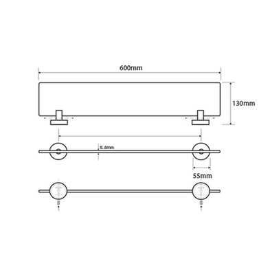 SAPHO XS601 X-Steel sklenená polička 60 cm, brúsená nehrdzavejúca oceľ