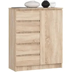 Ak furniture Komoda JERRY 80 cm 1 dveře 5 zásuvek dub sonoma