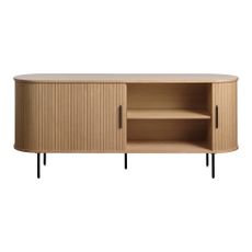 Nízka komoda v dekore duba s posuvnými dverami v prírodnej farbe 76x180 cm Nola – Unique Furniture