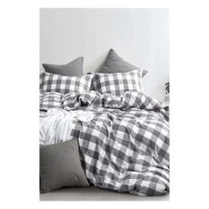 Bielo-sivé bavlnené obliečky na dvojlôžko/predĺžené s plachtou 200x220 cm - Mila Home