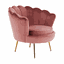 Kreslo v štýle Art-deco, ružová Velvet látka/gold chróm-zlatý, NOBLIN