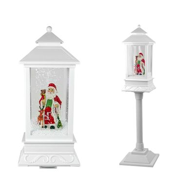 LEAN TOYS Vianočná pouličná lampa s Mikulášom 2v1 biela