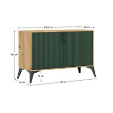 KONDELA Lugon 2D LU2 dvojdverová komoda dub artisan / tmavozelená