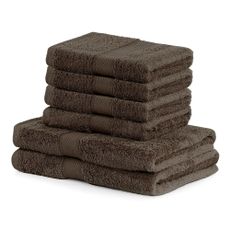 Set 2 tmavohnedých osušiek a 4 uterákov DecoKing Bamby