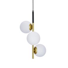 Luster na lanku DUO 3xE14/40W/230V zlatá/čierna