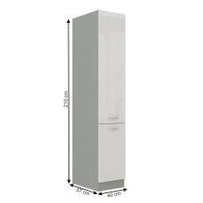KONDELA Prado 40 DK-210 2F potravinová skriňa biely vysoký lesk