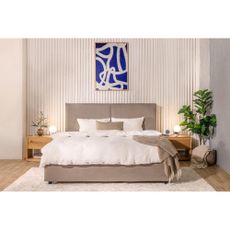 Čalúnená dvojlôžková posteľ taupe s úložným priestorom s matracom/s roštom 180x200 cm Myra Bold – Bonami Selection