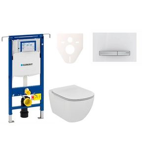 Cenovo zvýhodnený závesný WC set Geberit do ľahkých stien / predstenová montáž + WC Ideal Standard Tesi 111.355.00.5NE8