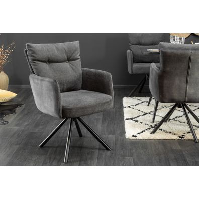 Estila Moderná otočná jedálenská stolička Laggan s čiernymi nohami a antracitovým poťahom 90cm