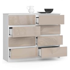 Komoda K120 8SZ cappuccino lesk biela