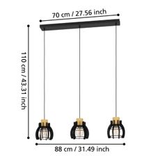 Eglo 43925 - Luster na lanku STILLINGTON 3xE27/40W/230V