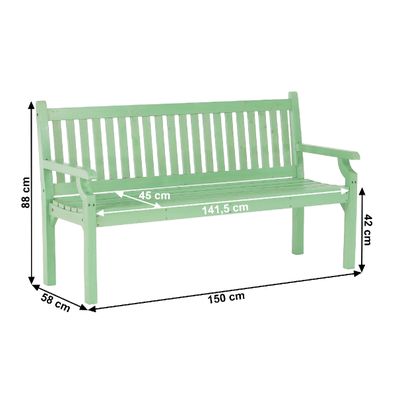 KONDELA Kolna drevená záhradná lavička 150 cm neo mint
