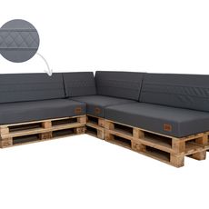 Golden Garden Paletové sedenie GG16 - Podsedáky a Vankúše 3ks × 120/80/15 + 3ks x 120cm/40cm/20/10cm – ekokoža sivá