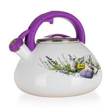 Smaltovaná pískacia kanvica LAVENDER 3 l